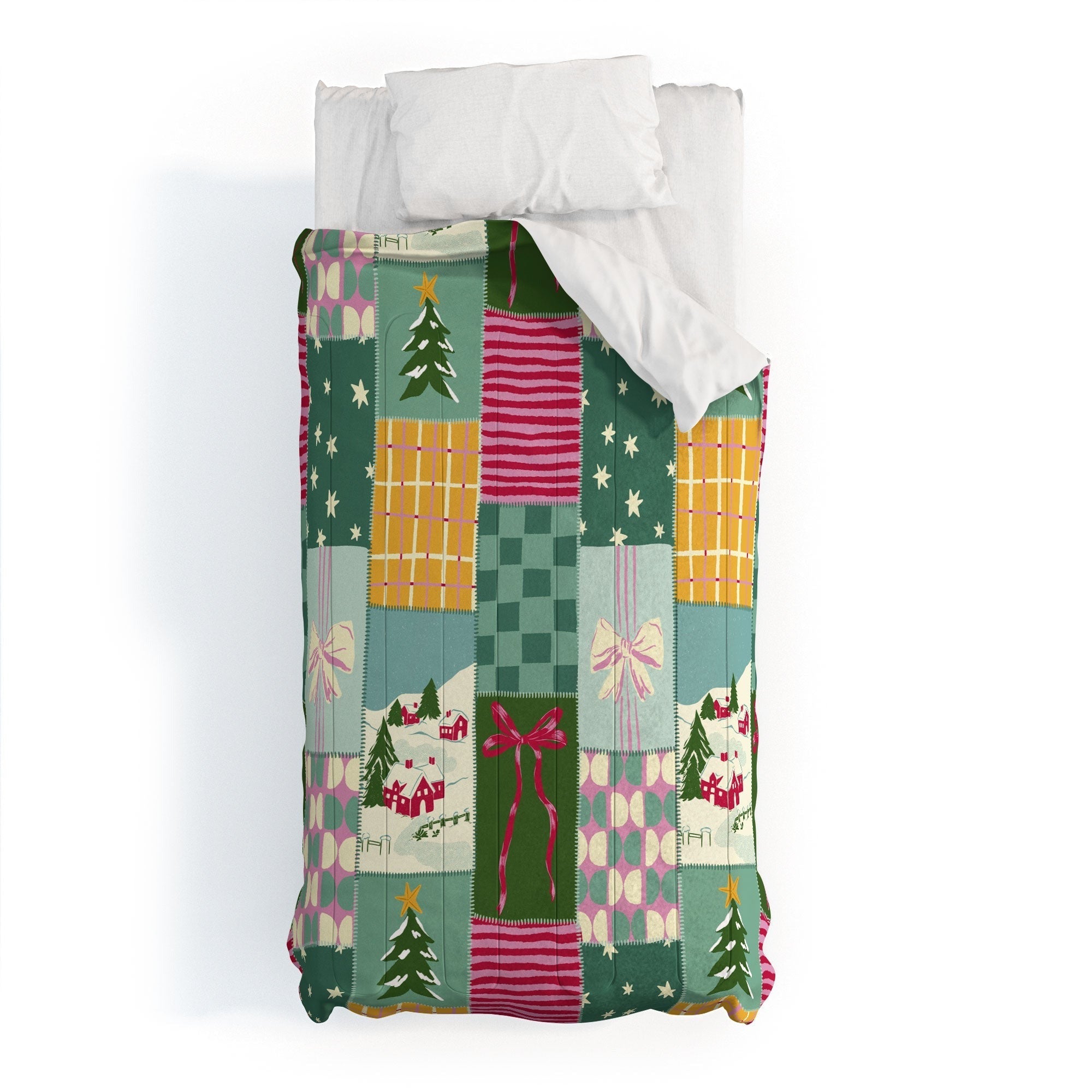 LouBruzzoni Cozy Christmas Patchwork Comforter