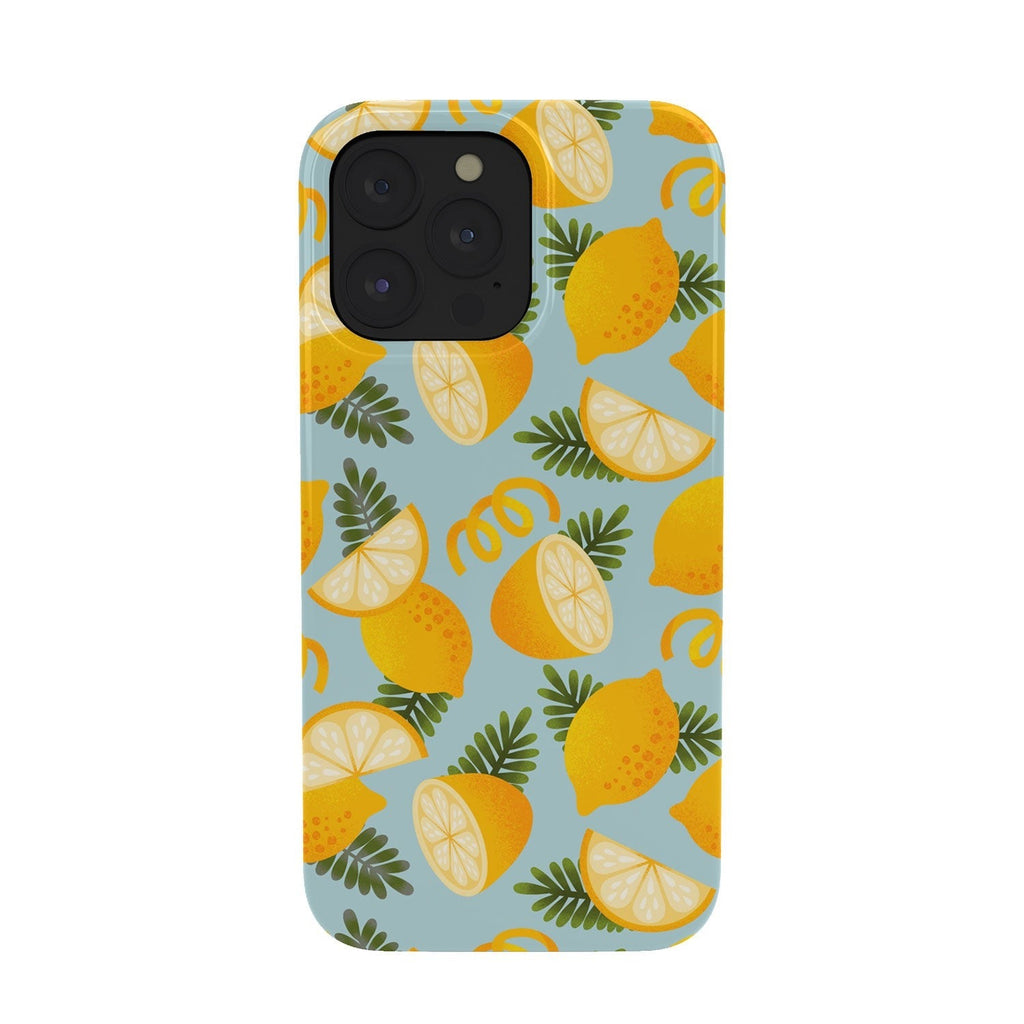 Jessica Molina Lemon Pattern on Sky Blue Phone Case