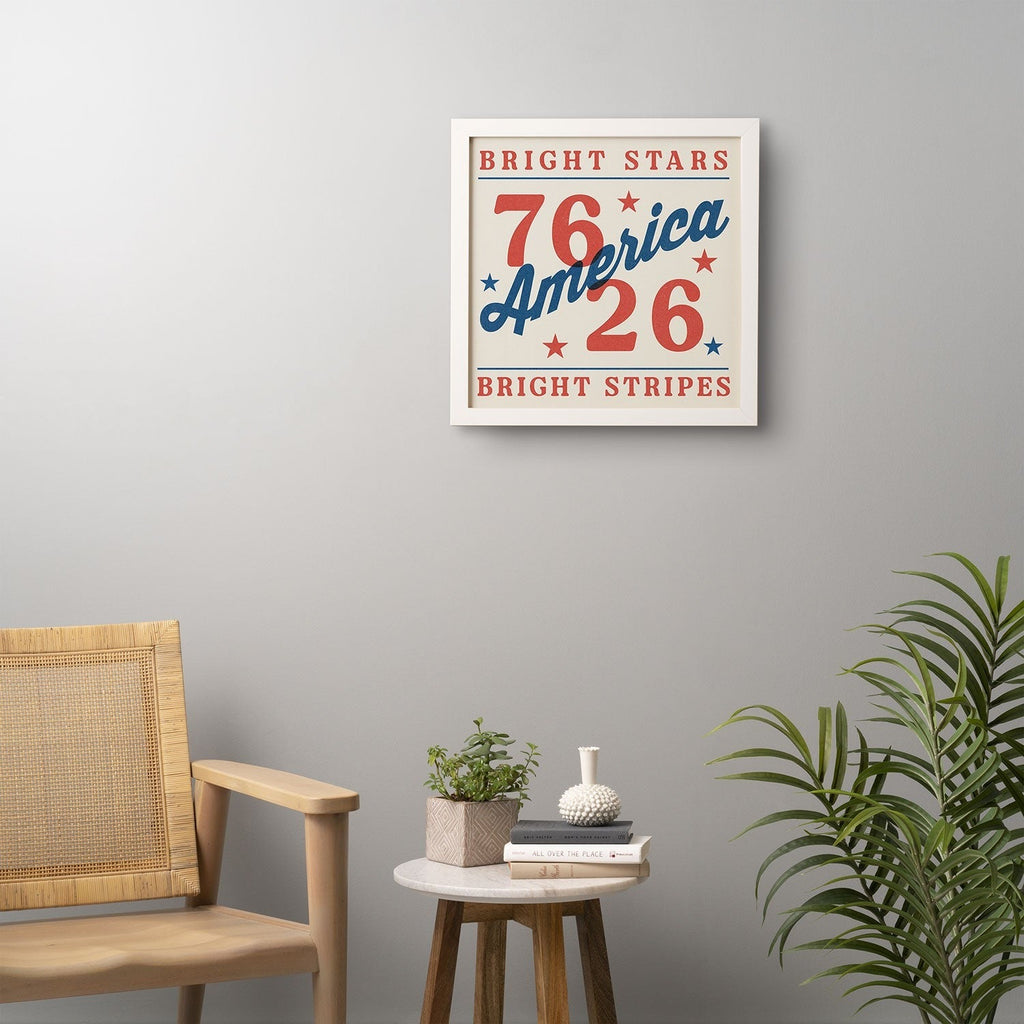 DENY Designs Bright Stars Bright Stripes Framed Wall Art