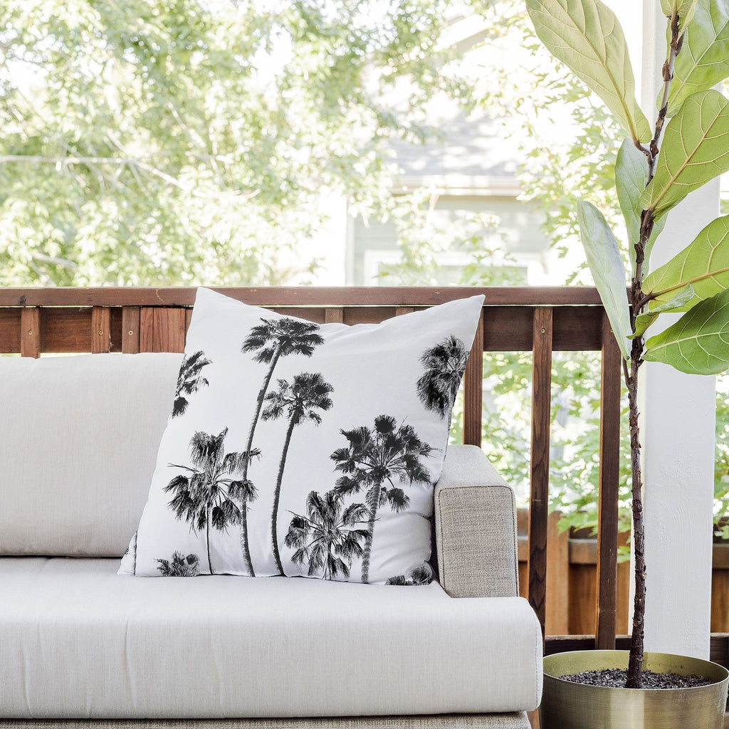 Gal Design Black And White Palms Outdoor Throw Pillow