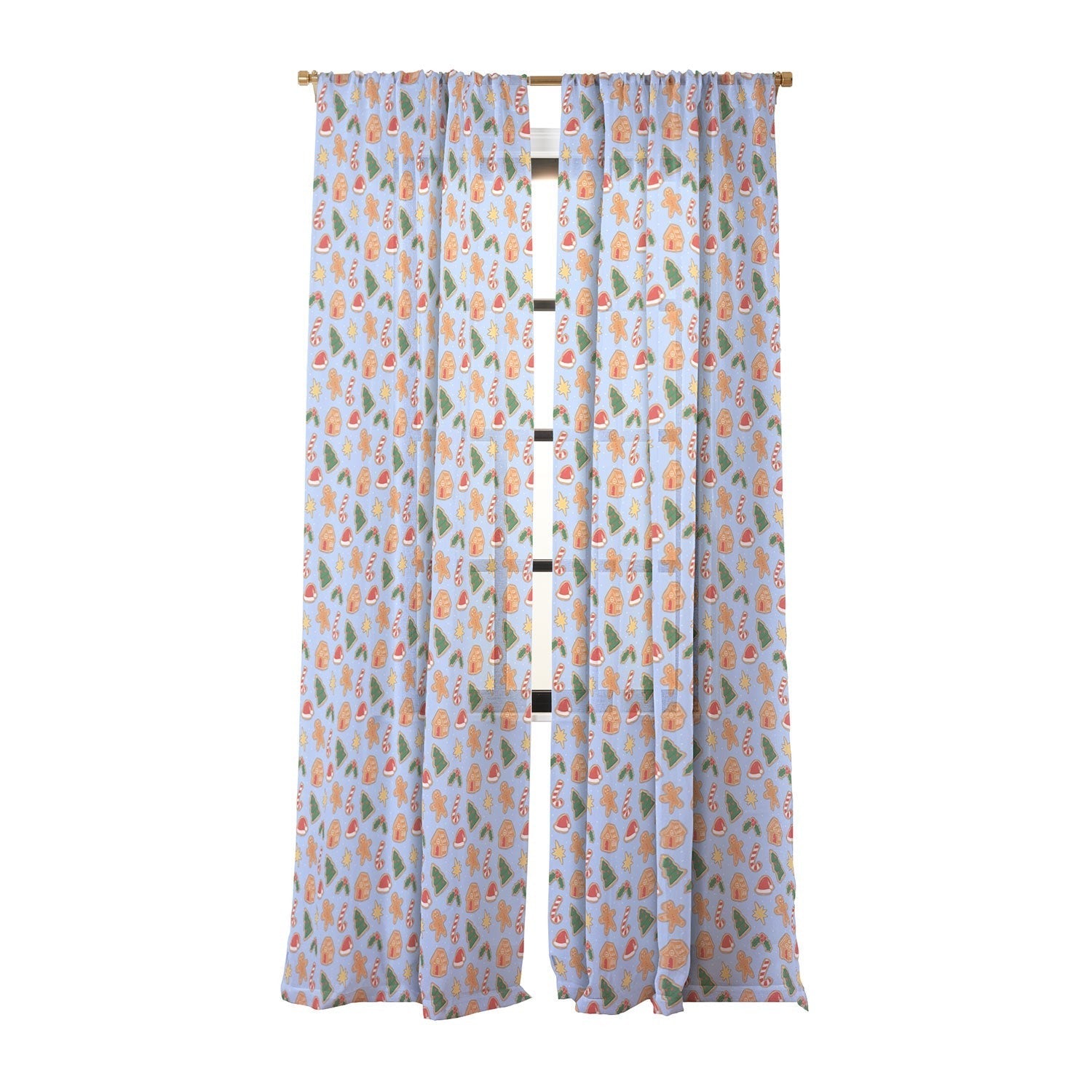 Love_Ryming Christmas Cookies Sheer Window Curtain