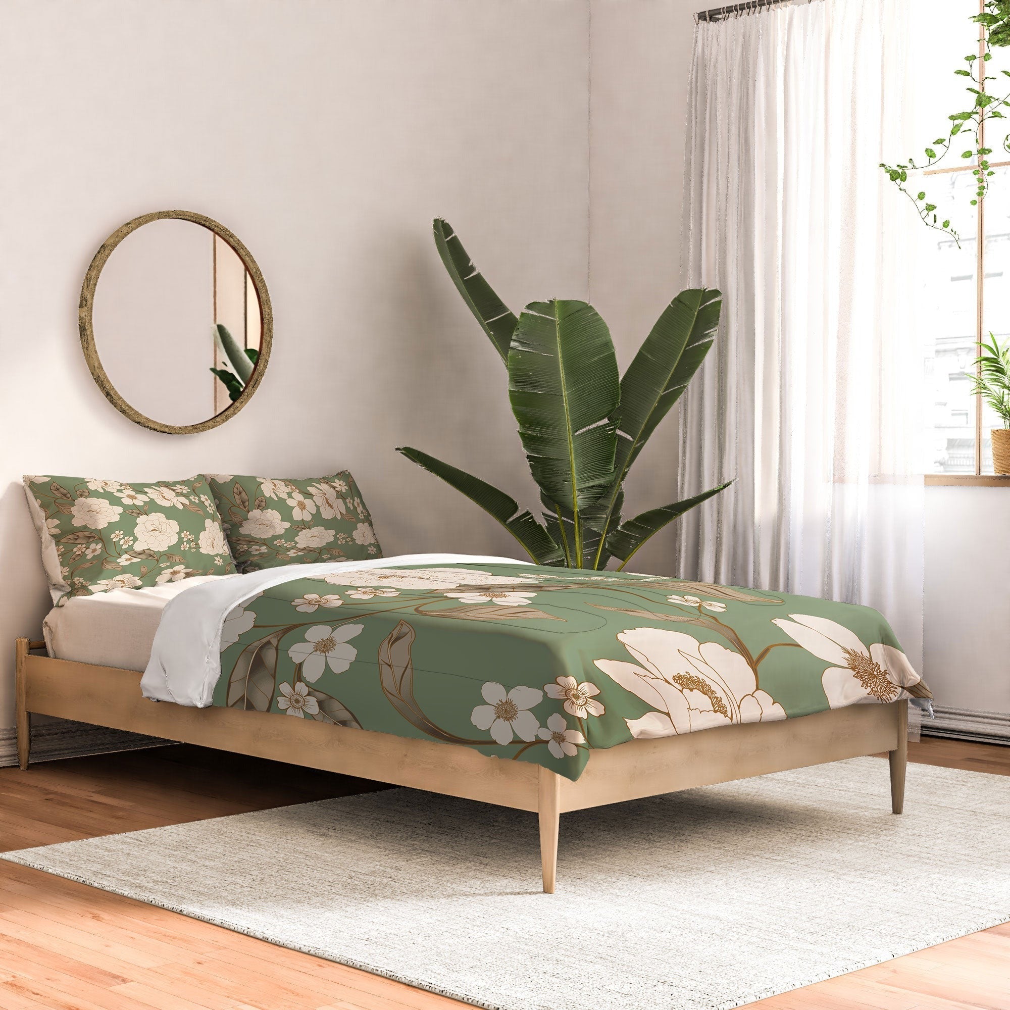 Gabriela Fuente Olive Floral Roberta Comforter