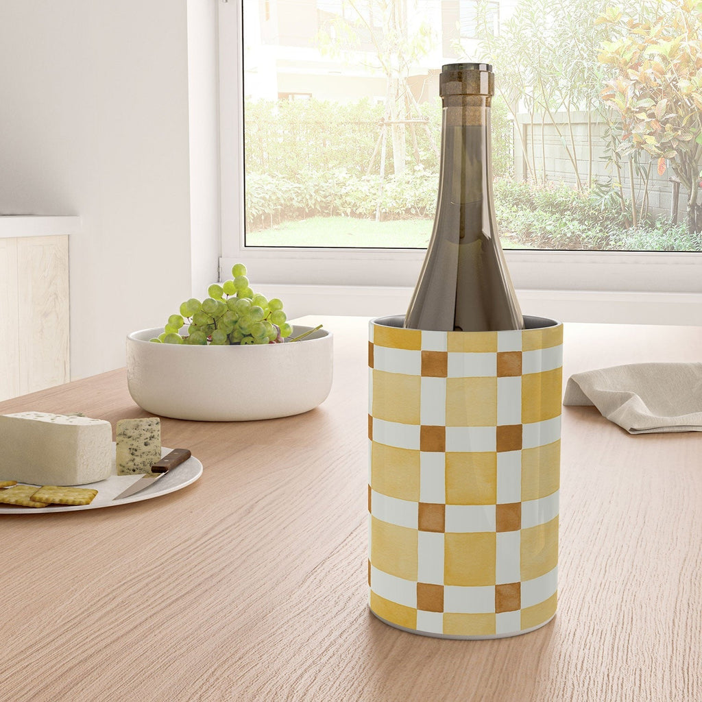 Ninola Design Everyday Artifact Checker Mosaic Tiles Geometry Yellow Wine Chiller