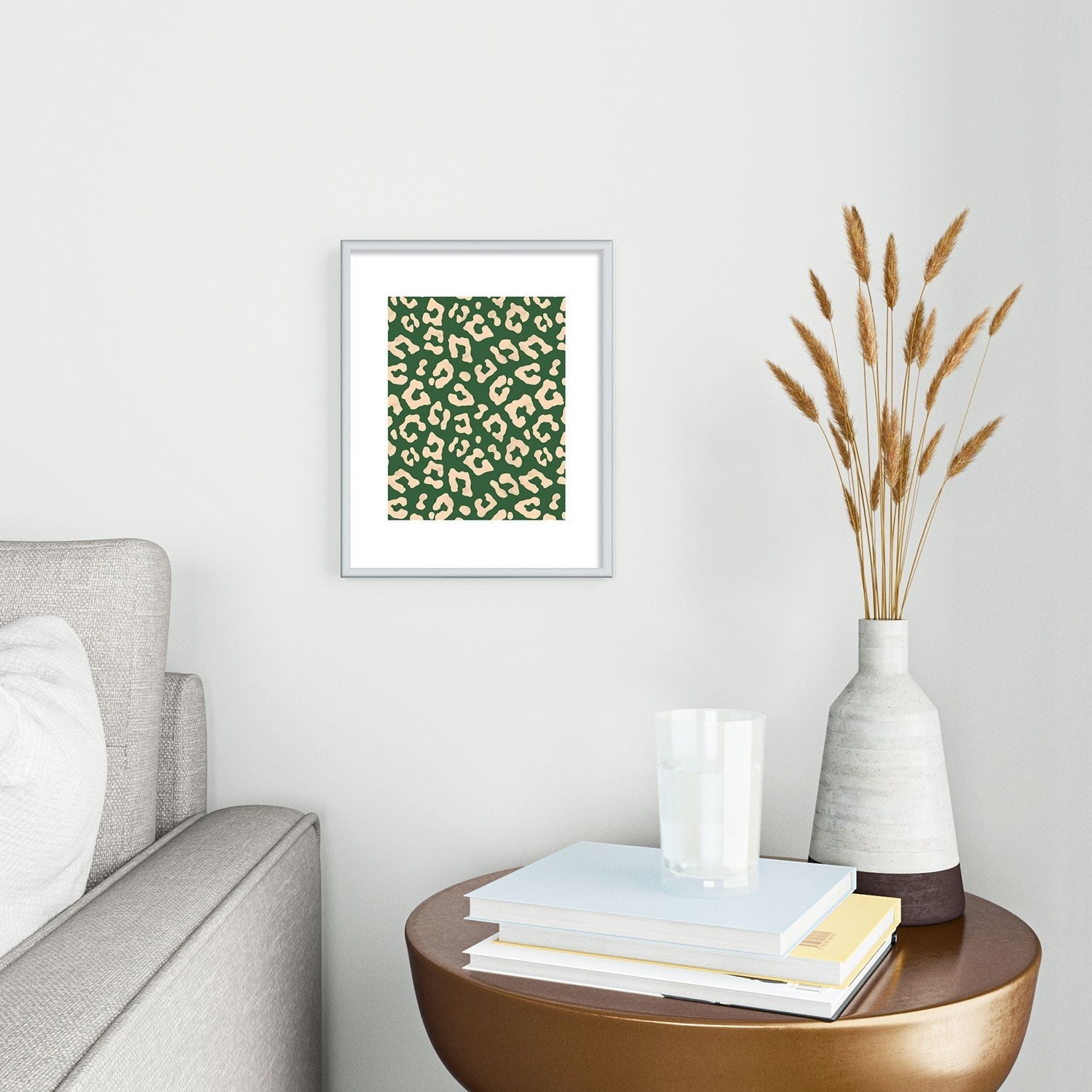 Avenie BR Cheetah Print In Green Metal Framed Art Print