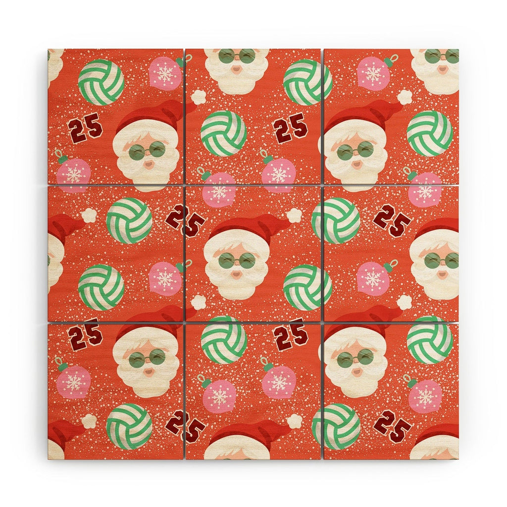 Design by Spark Sporty Volleyball Santa Wood Wall Mural