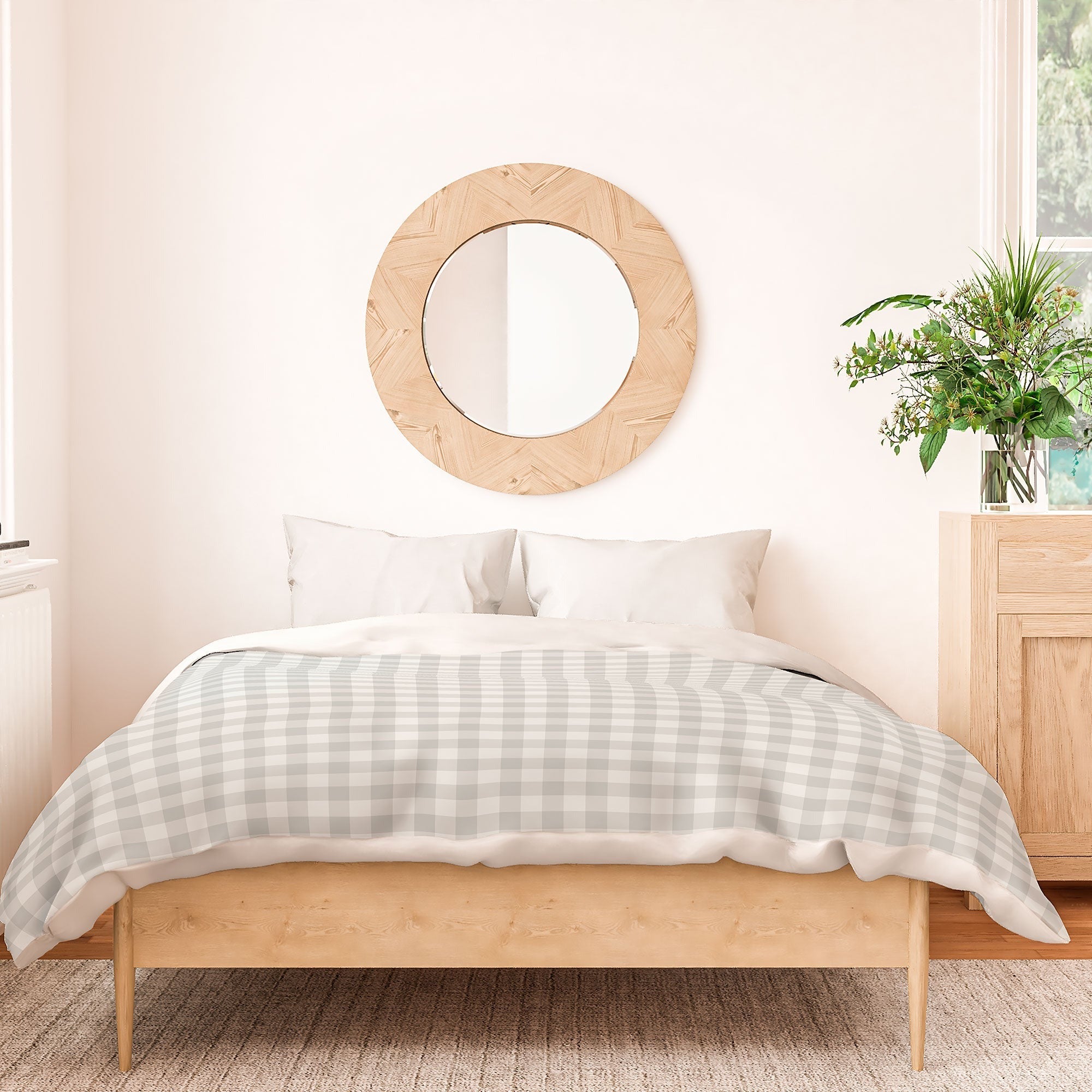 Colour Poems Gingham Plaid Pattern Cloud White Duvet Cover