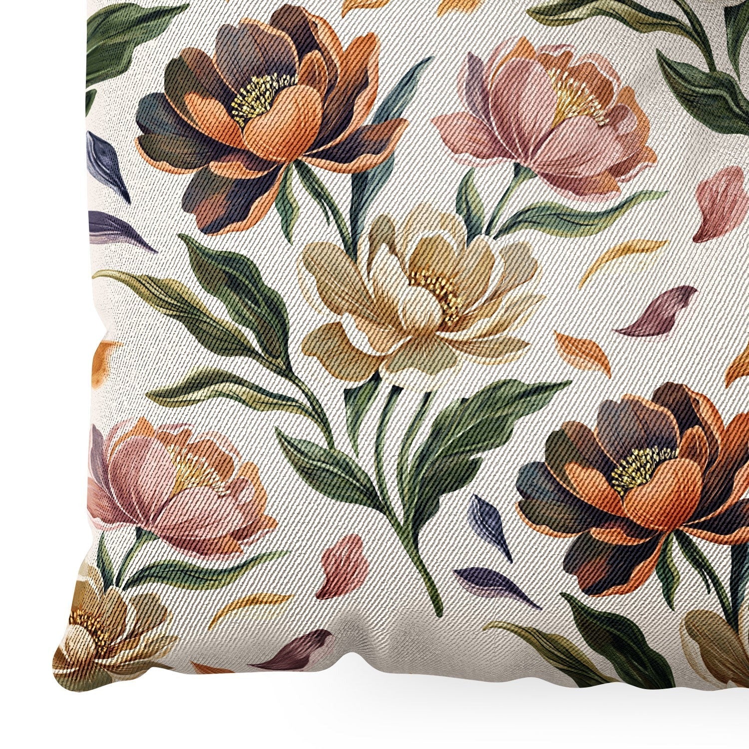 Marta Barragan Camarasa Hand Painted Peony Florals Floor Pillow Square