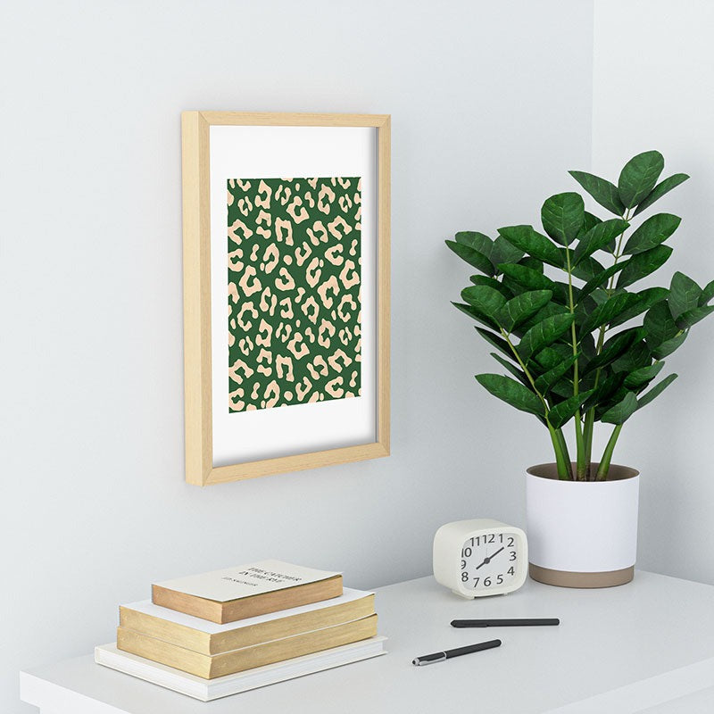 Avenie BR Cheetah Print In Green Recessed Framing Rectangle