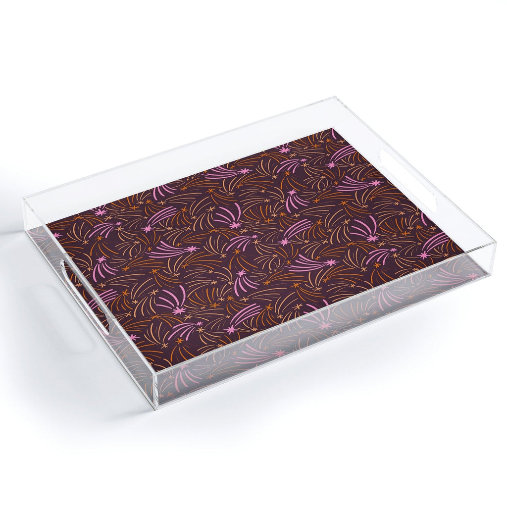Little Om Pattern Shooting Stars plum Acrylic Tray