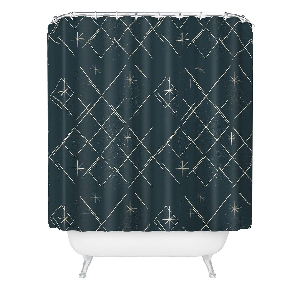 Little Om Starry Web navy Shower Curtain