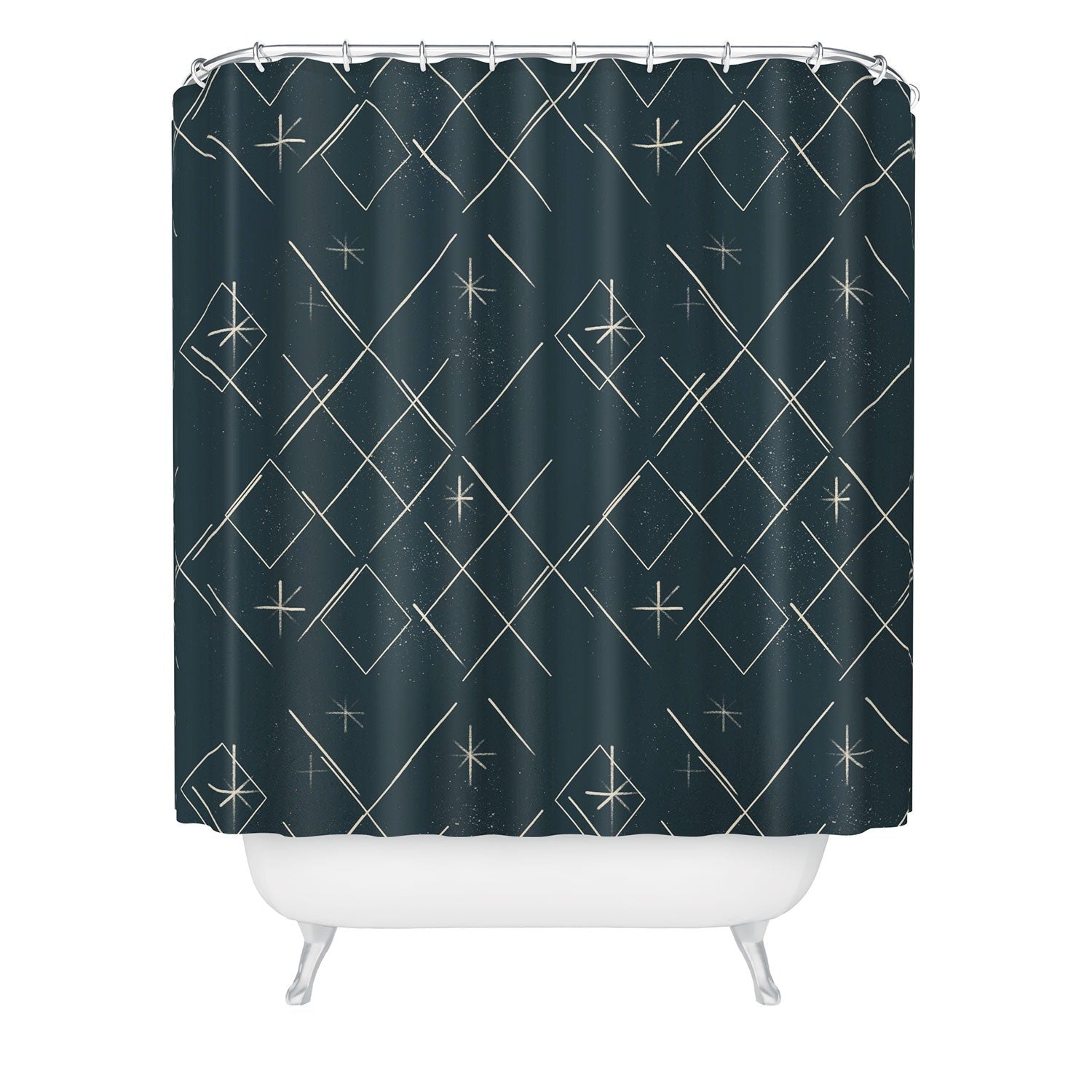 Little Om Starry Web navy Shower Curtain