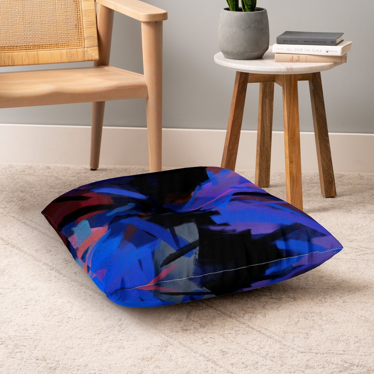 83 Oranges Midnight Sparks Floor Pillow Square