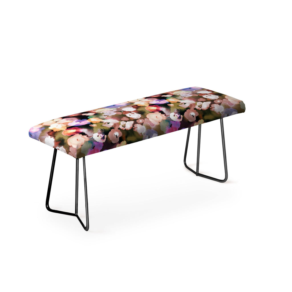 Ninola Design Botanic Retreat Ombre Abstract Watercolor Flowers Pink gold Bench