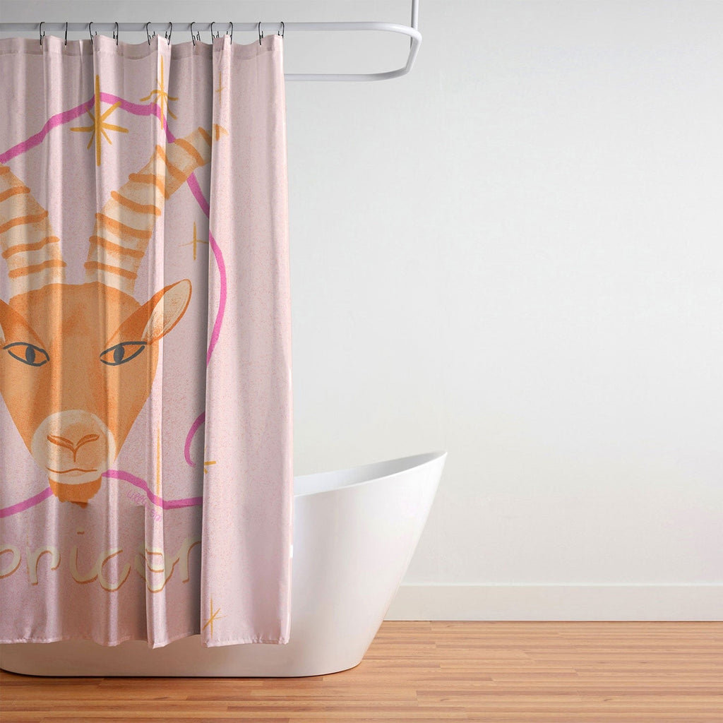 Little Om Zodiac Sign Capricorn Shower Curtain