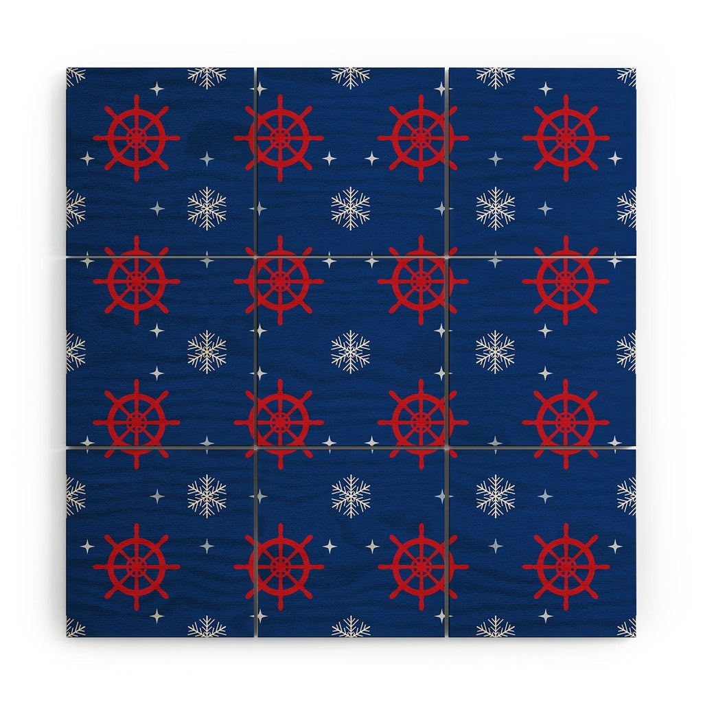 Design by Spark Holiday Helms and Snowflakes Wood Wall Mural