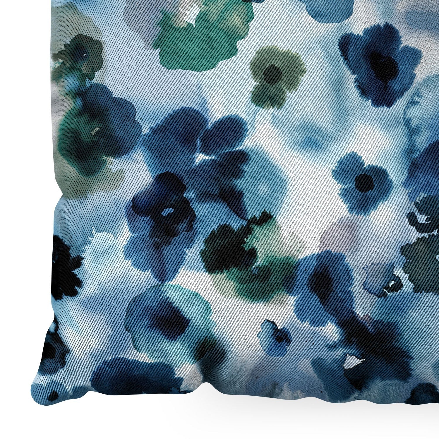 Ninola Design Botanic Retreat Ombre Abstract Watercolor Flowers Blue Navy Floor Pillow Square