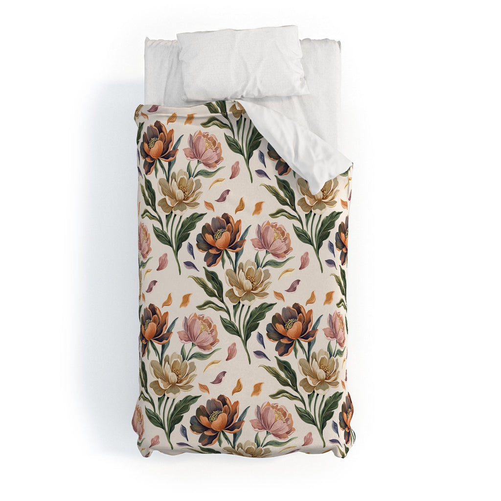 Marta Barragan Camarasa Hand Painted Peony Florals Duvet Cover