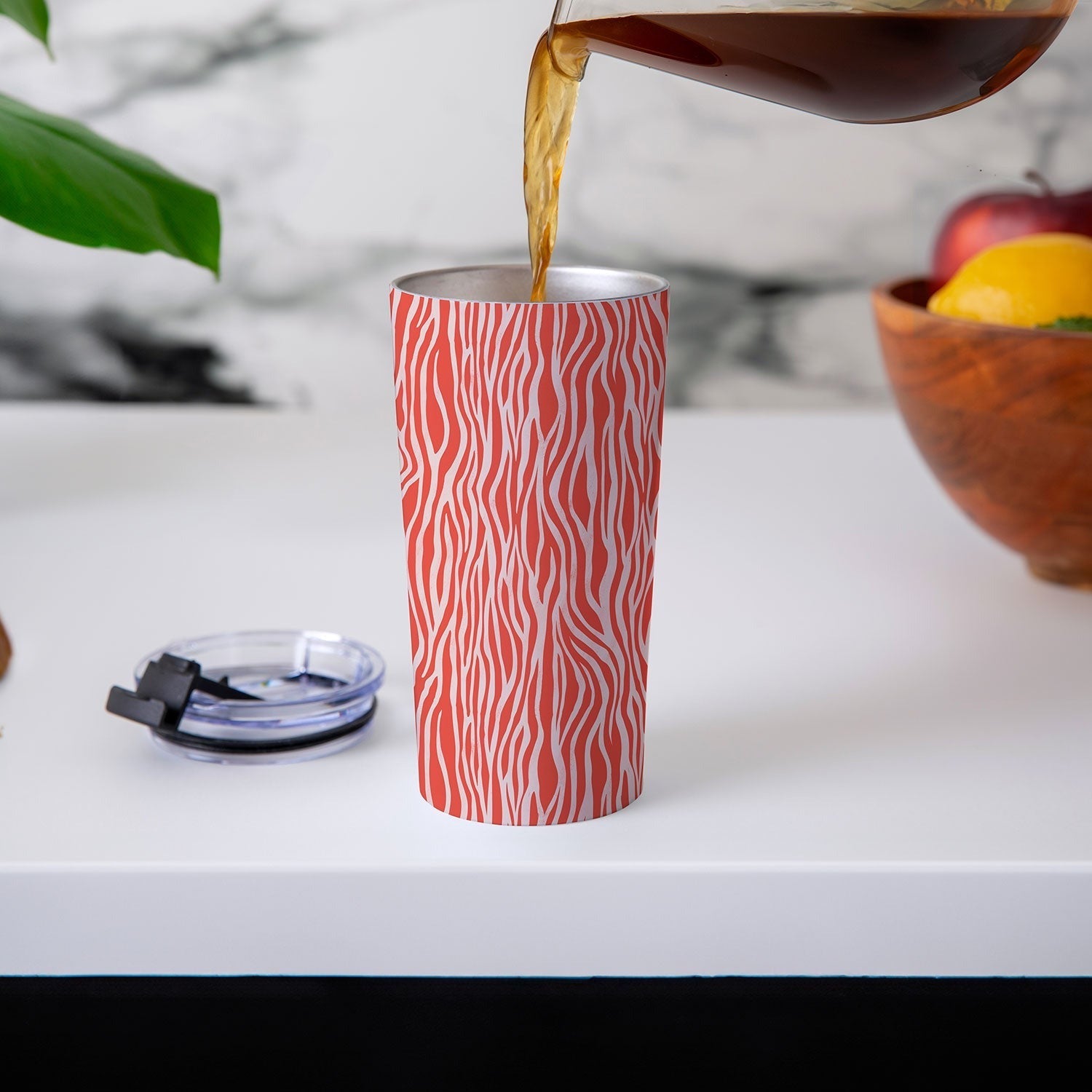 Avenie BR Red Zebra Stripe Travel Mug