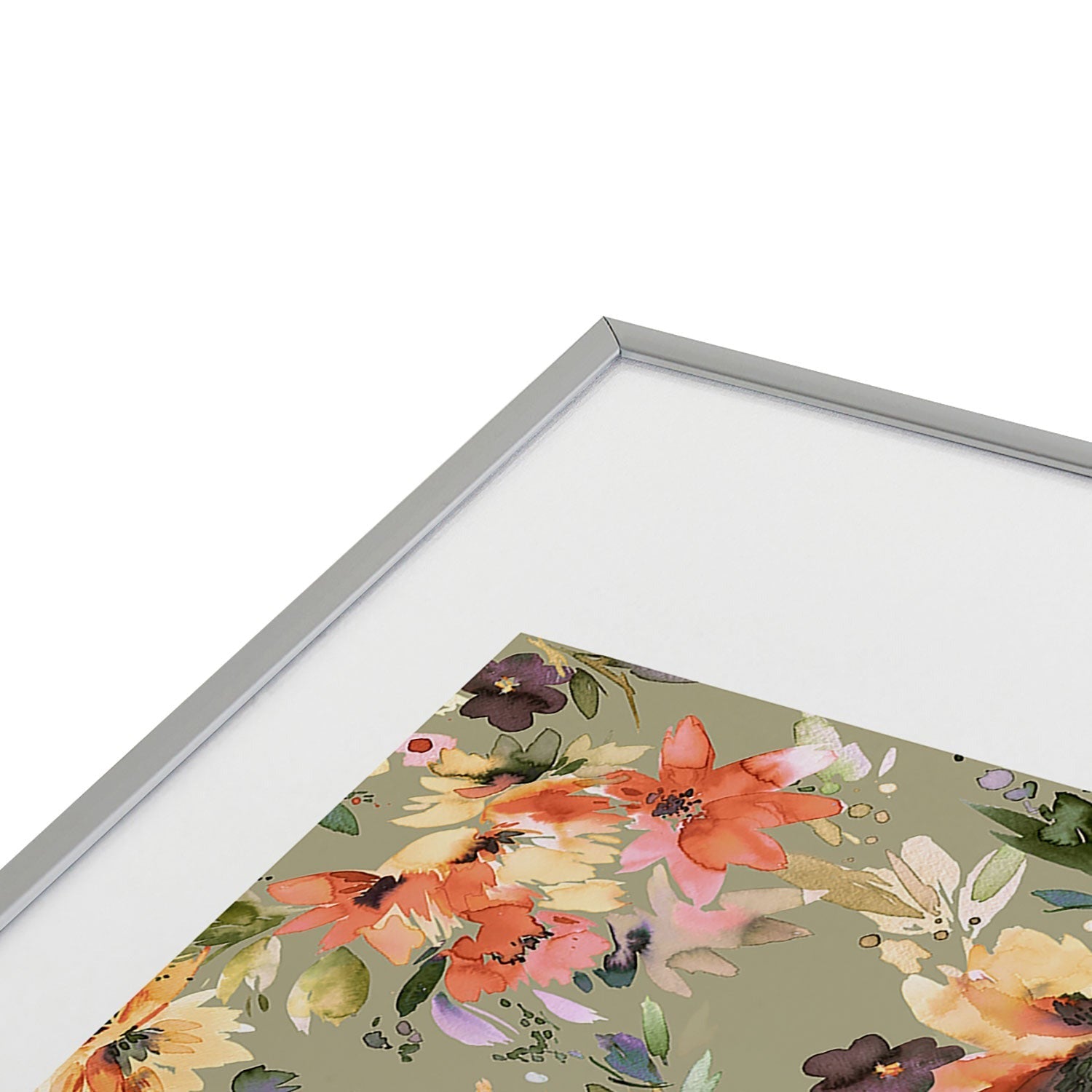 Ninola Design Botanic Retreat Painterly Tropical Flowers Sage Green Metal Framed Art Print
