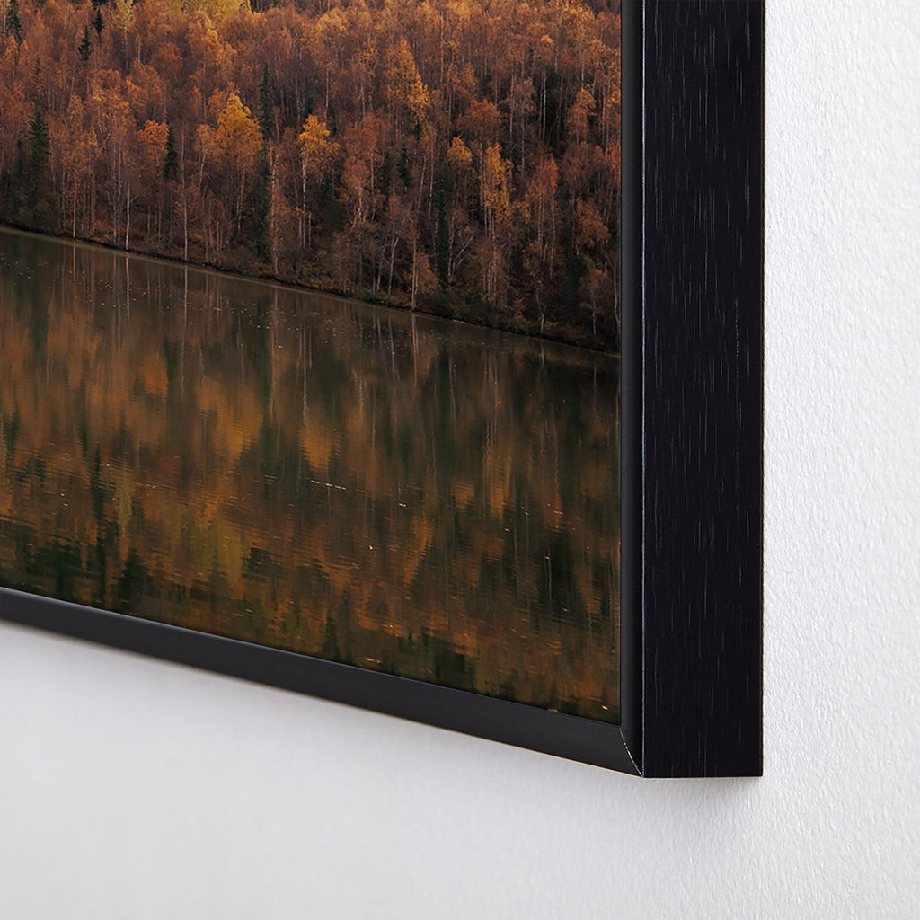 Hannah Kemp Fall Lake Square Metal Framed Art Print