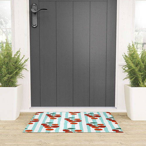 Design by Spark Zesty Tomatoes and Stripes Welcome Mat