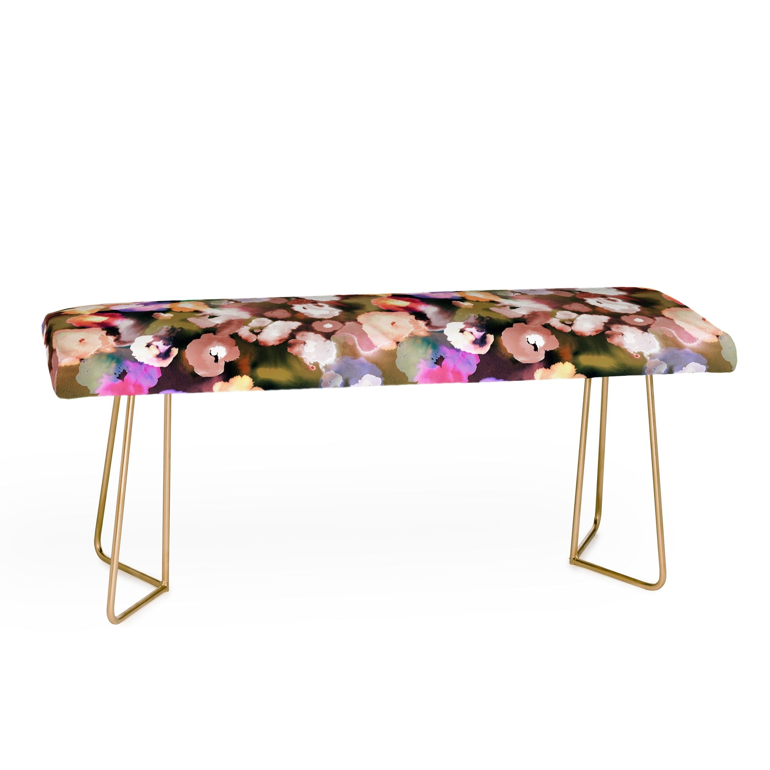 Ninola Design Botanic Retreat Ombre Abstract Watercolor Flowers Pink gold Bench