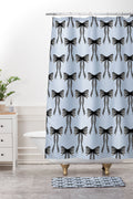 Design by Spark Black Striped Bows Shower Curtain And Mat
