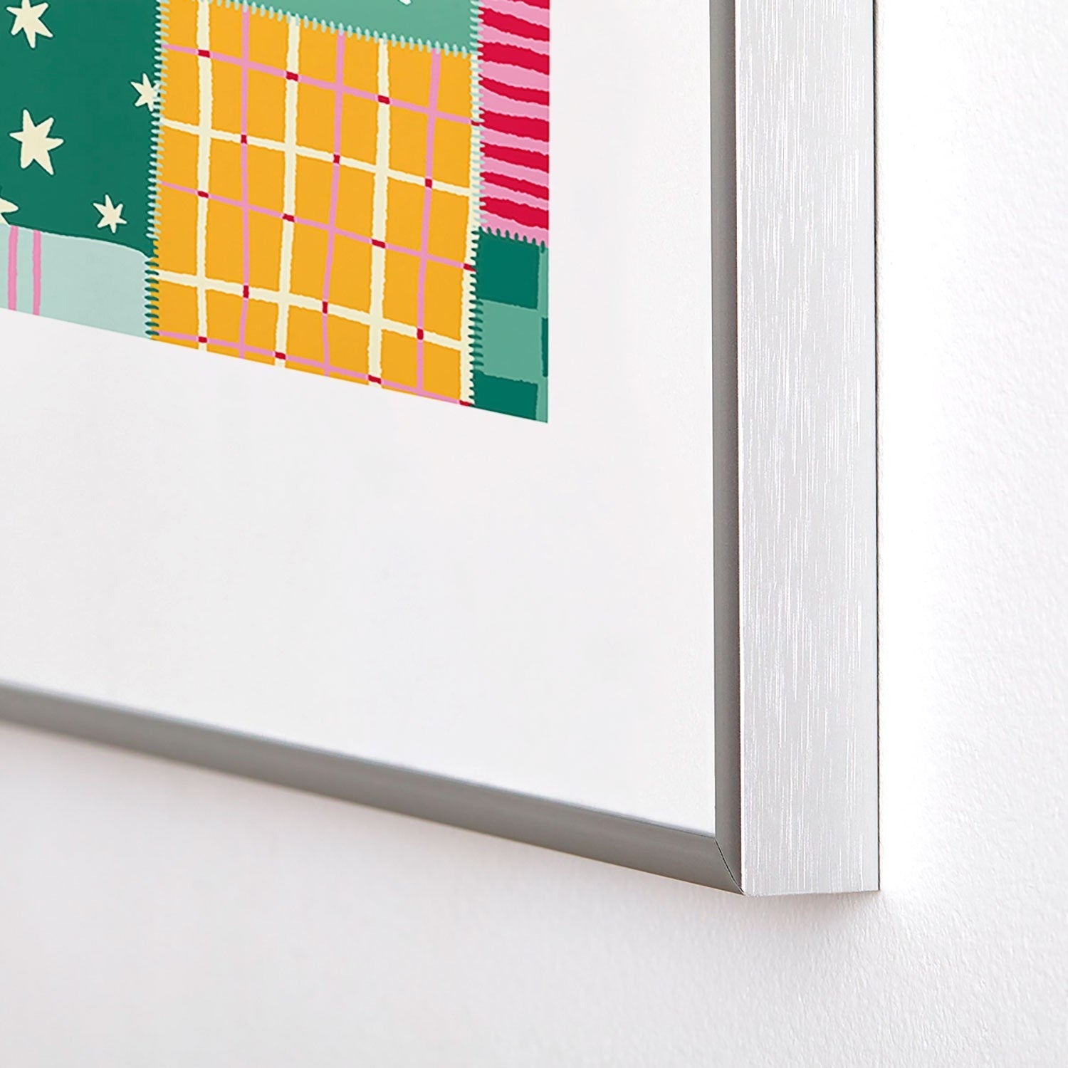 LouBruzzoni Cozy Christmas Patchwork Metal Framed Art Print