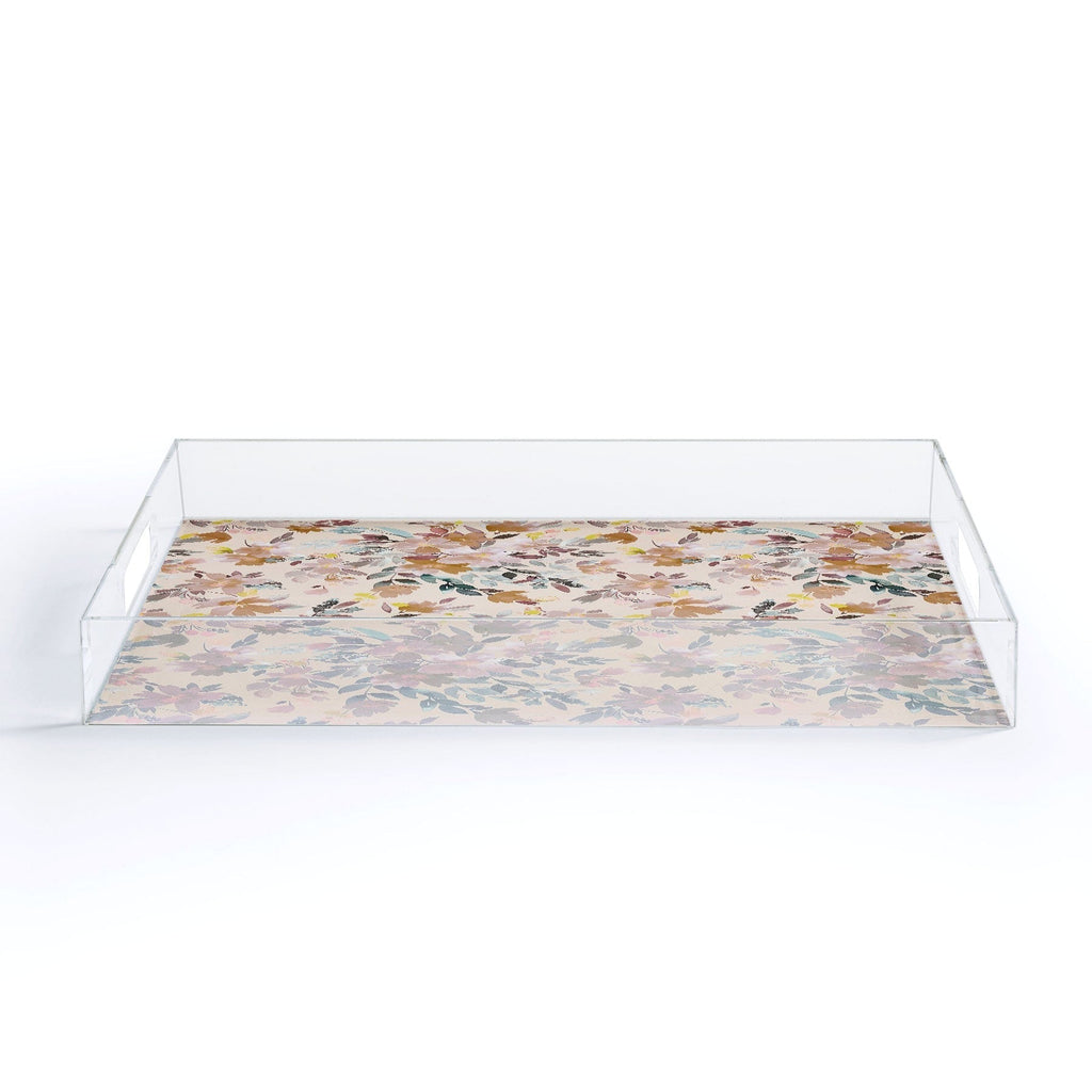 Ninola Design Botanic Retreat Floral Oleander Whimsical Soft Pink Acrylic Tray