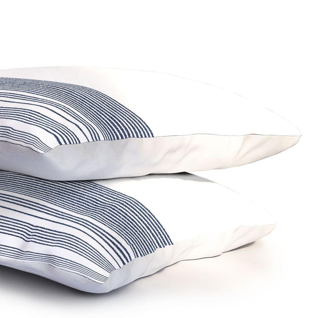 Kierkegaard Design Studio organic stripes naut navy blue and white Pillow Shams