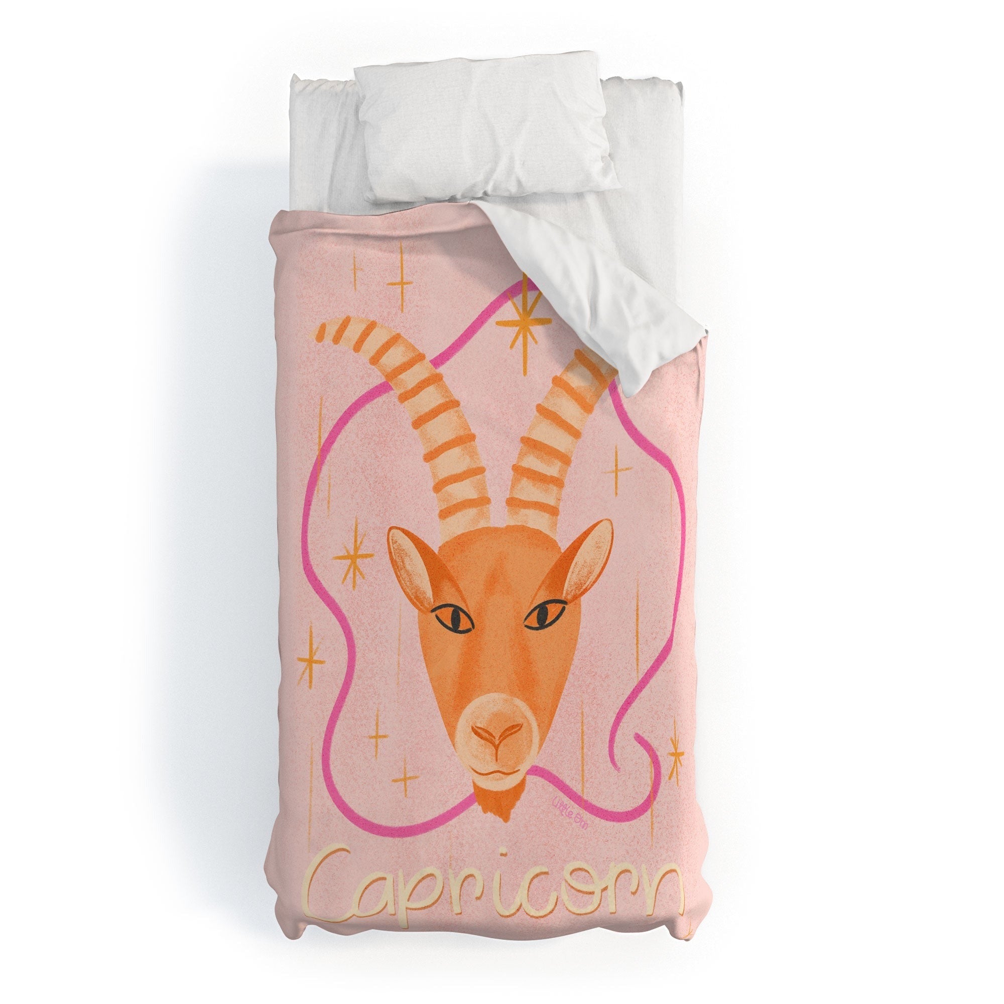 Little Om Zodiac Sign Capricorn Duvet Cover