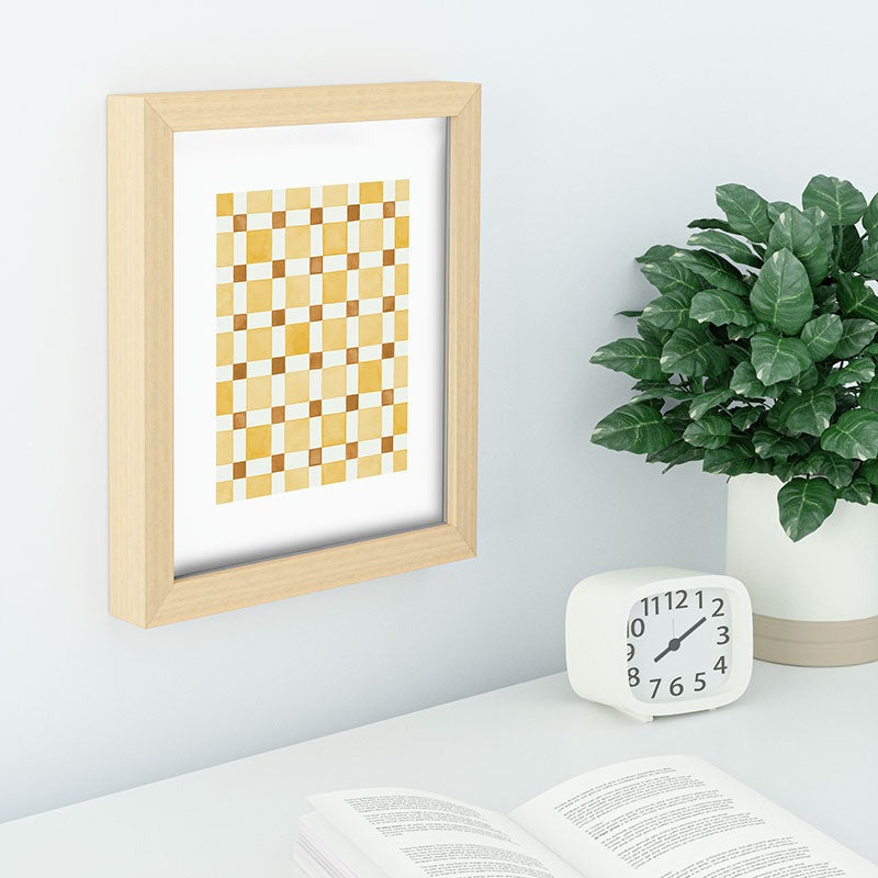 Ninola Design Everyday Artifact Checker Mosaic Tiles Geometry Yellow Recessed Framing Rectangle