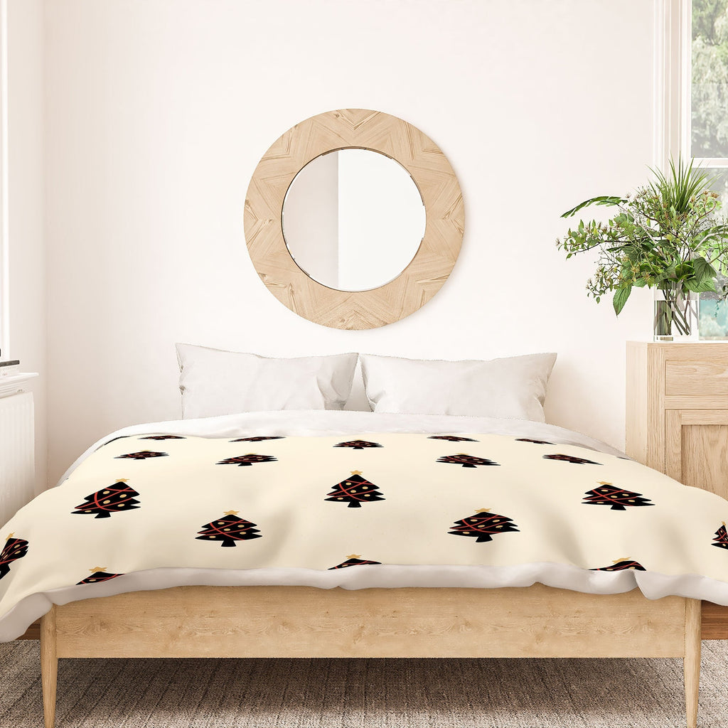 Design by Spark Black And Gold Christmas Tree Duvet Cover