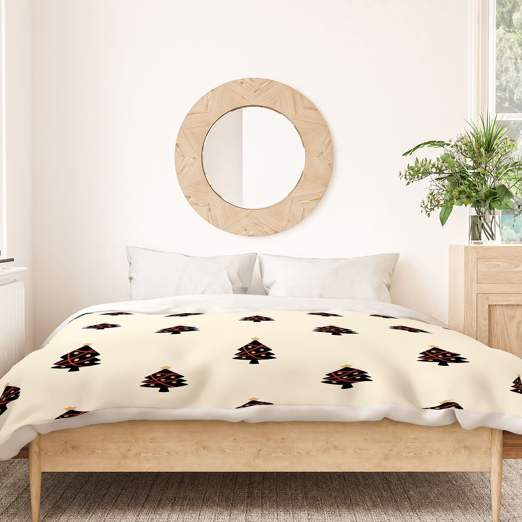 Design by Spark Black And Gold Christmas Tree Duvet Cover