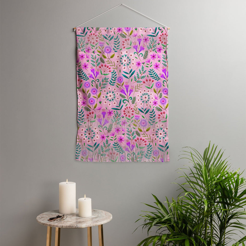 Pimlada Phuapradit Ditsy Purple Floral Half Drop Wall Hanging Portrait