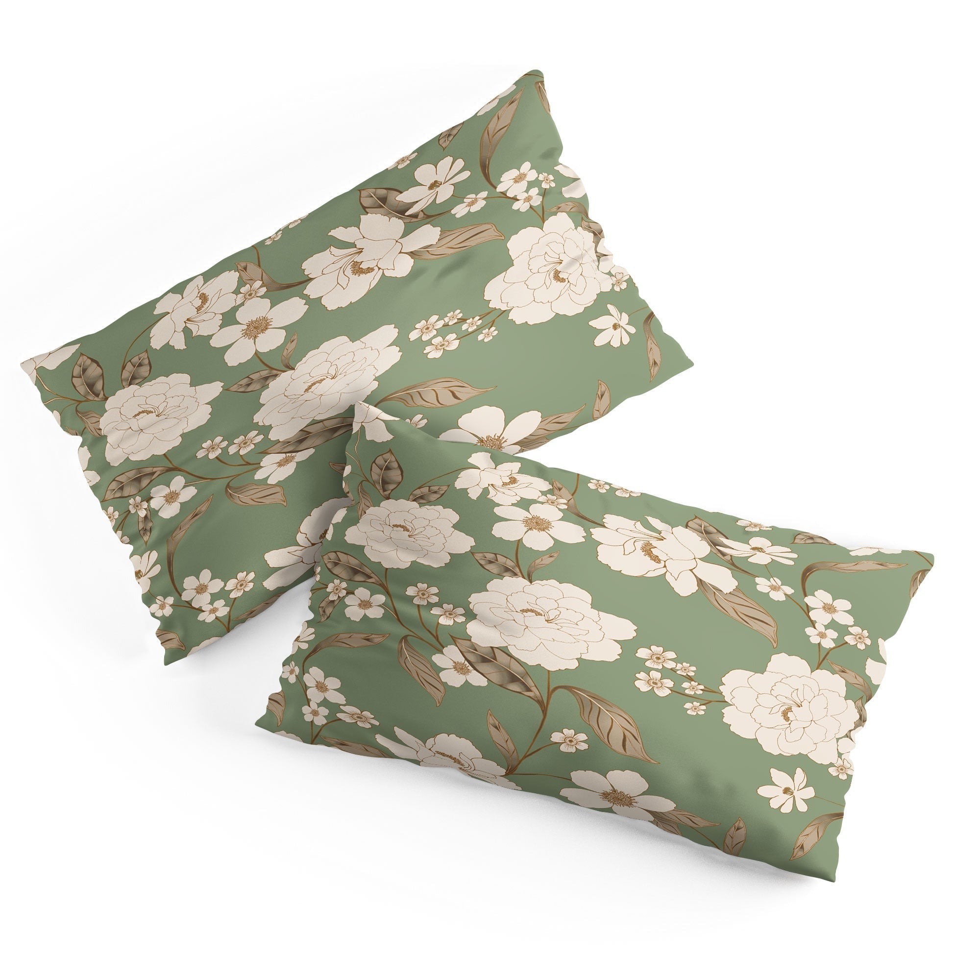 Gabriela Fuente Olive Floral Roberta Pillow Shams