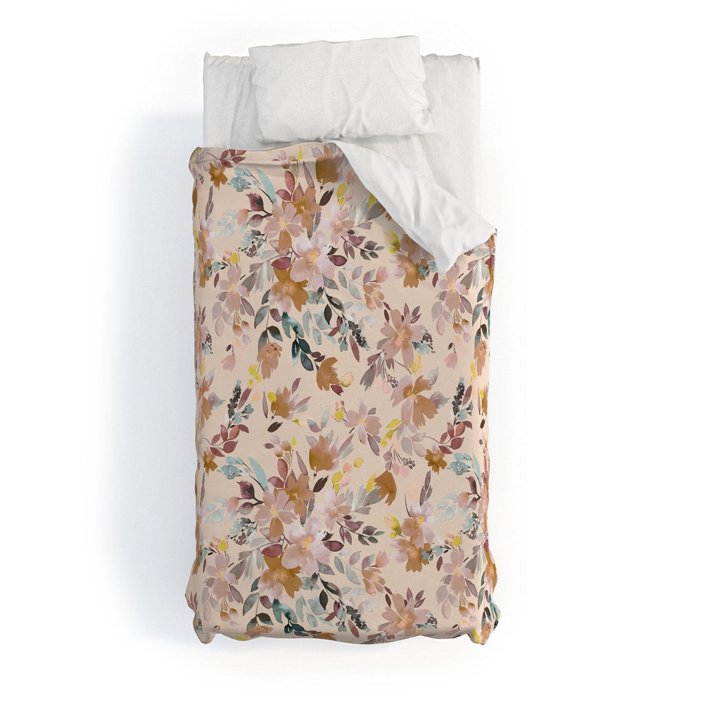 Ninola Design Botanic Retreat Floral Oleander Whimsical Soft Pink Duvet Cover