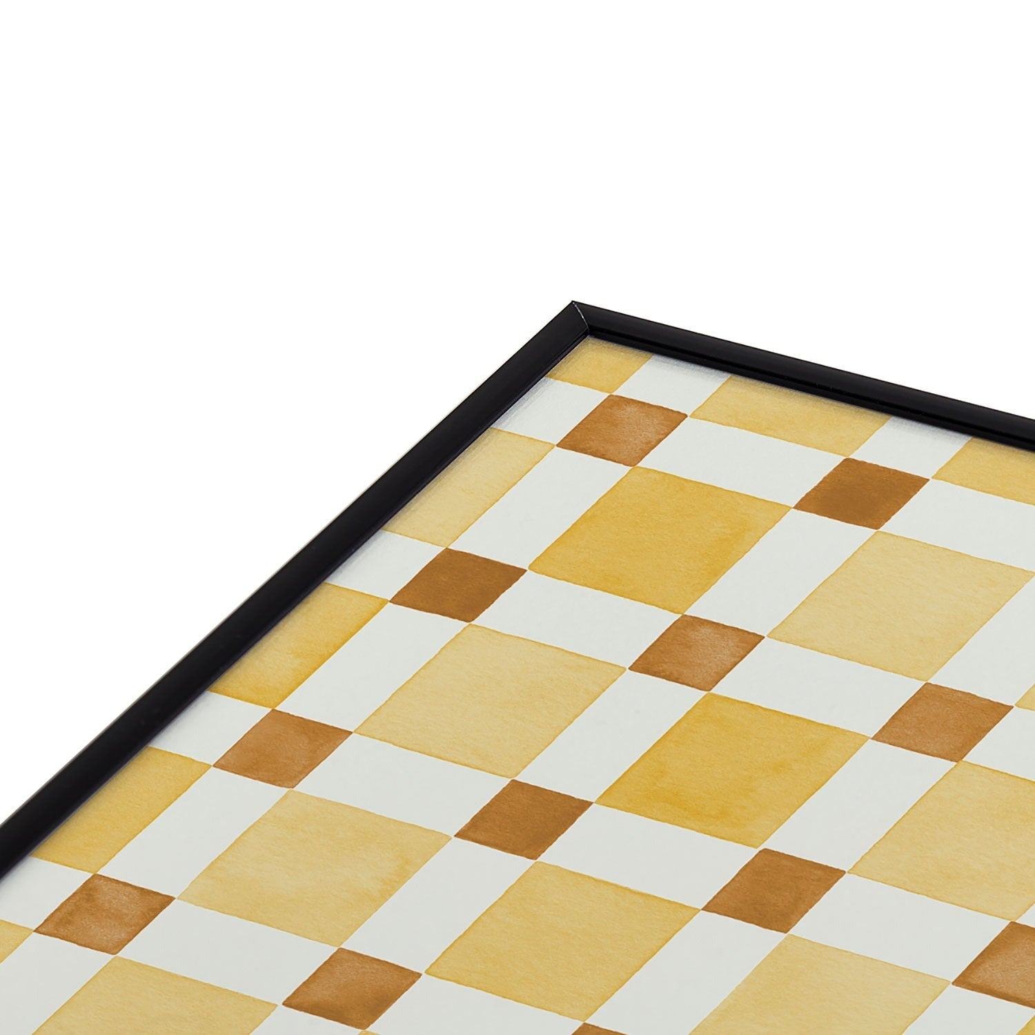 Ninola Design Everyday Artifact Checker Mosaic Tiles Geometry Yellow Square Metal Framed Art Print