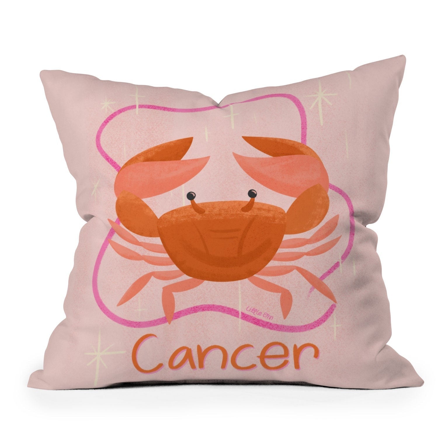 Little Om Zodiac Signs Cancer Outdoor Throw Pillow
