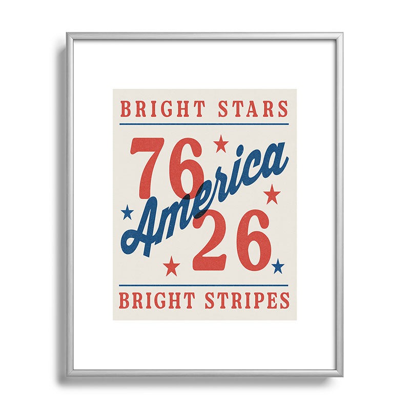 DENY Designs Bright Stars Bright Stripes Metal Framed Art Print