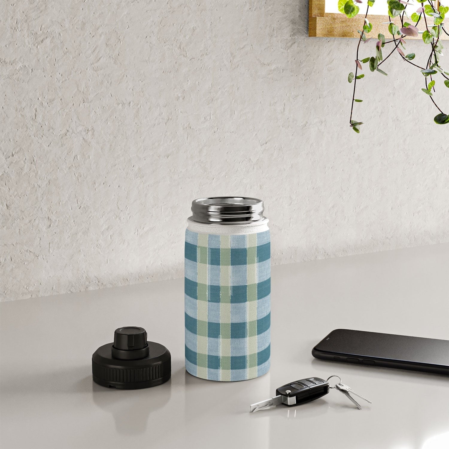 Marta Barragan Camarasa Country Style Checks Water Bottle