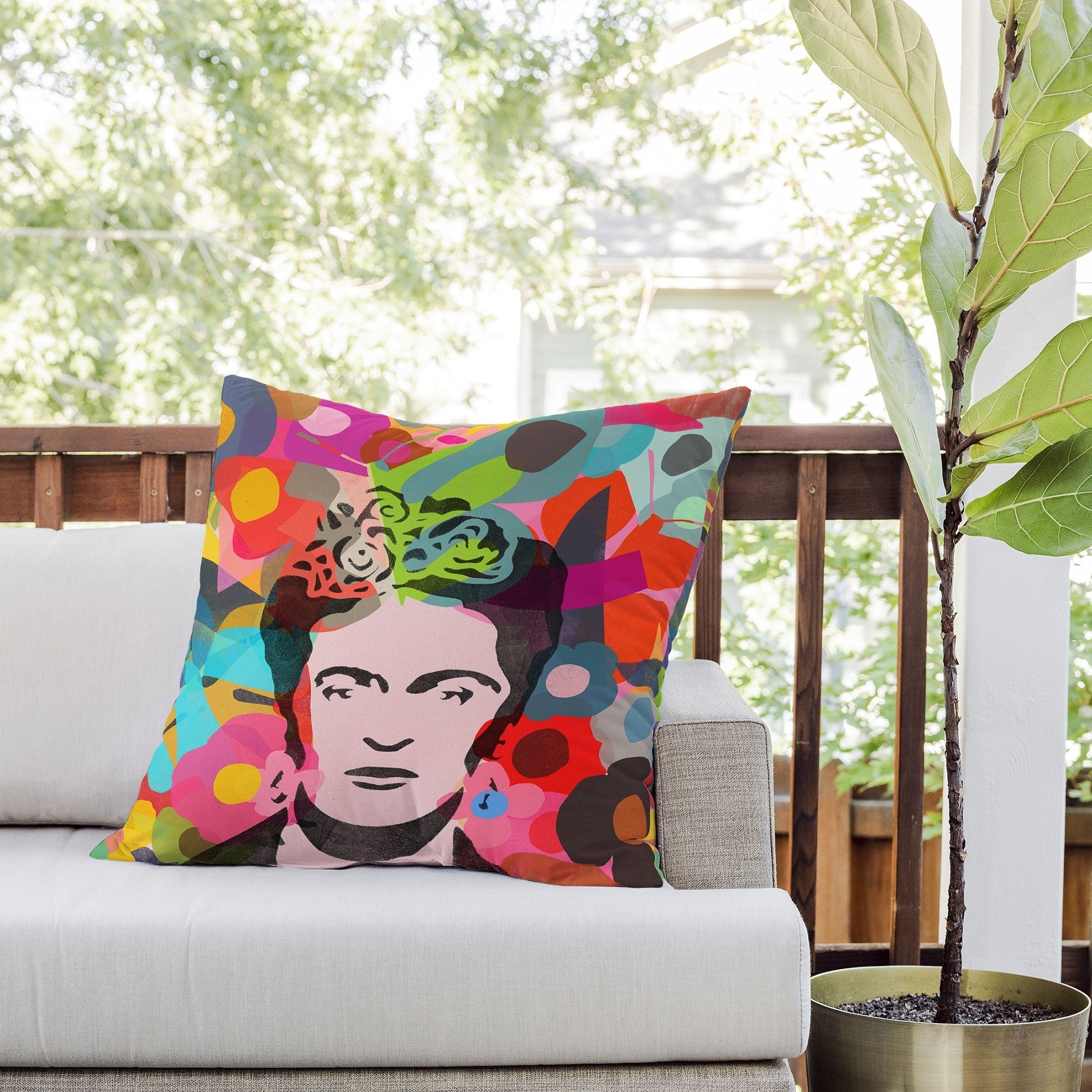 Garima Dhawan frida 1d Outdoor Throw Pillow
