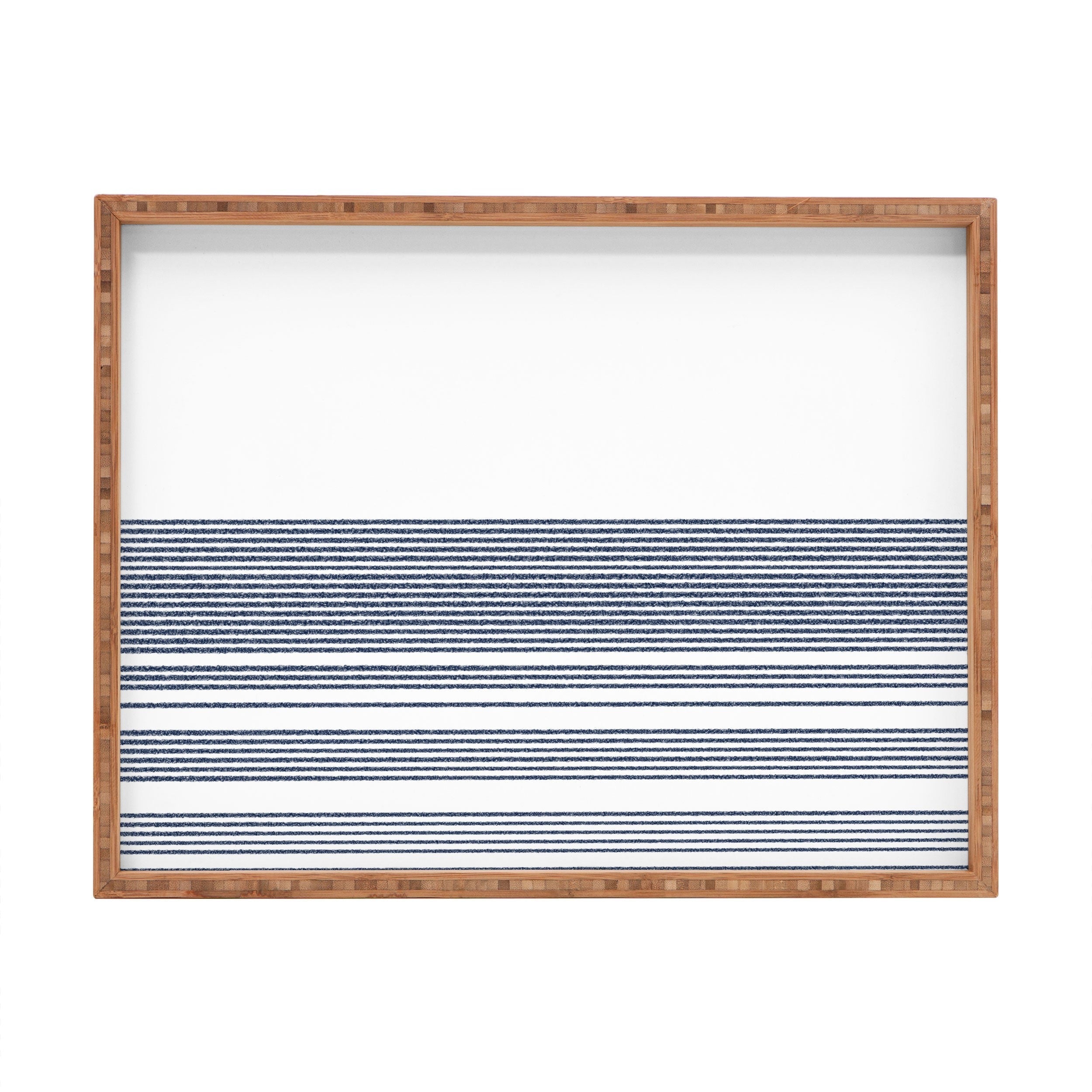 Kierkegaard Design Studio organic stripes naut navy blue and white Rectangular Tray