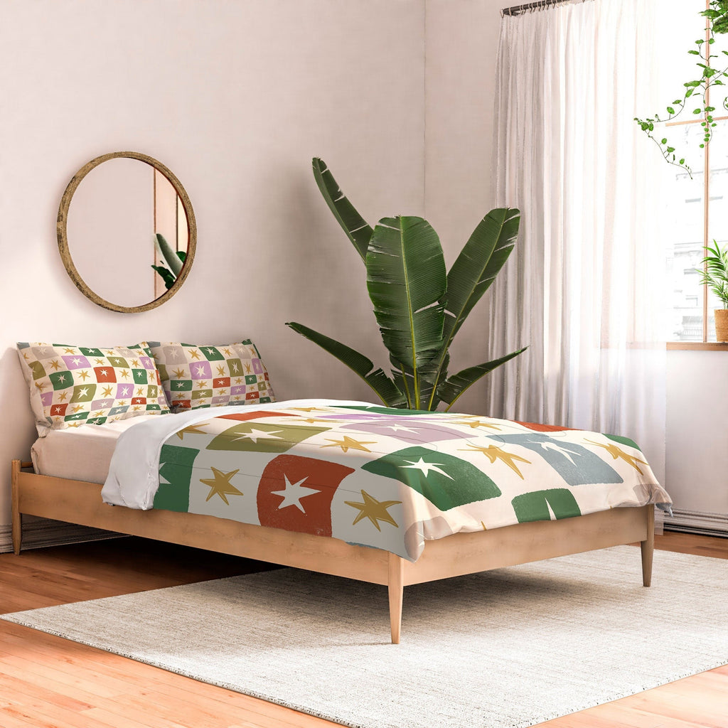 LouBruzzoni Retro Star Block Pattern Comforter