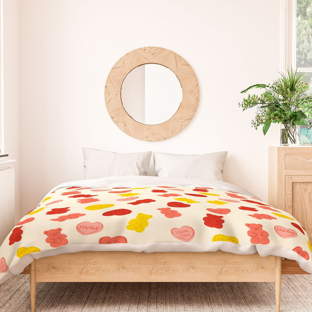 Design by Spark Gummy Bears and Candy Hearts Valentines Duvet Cover