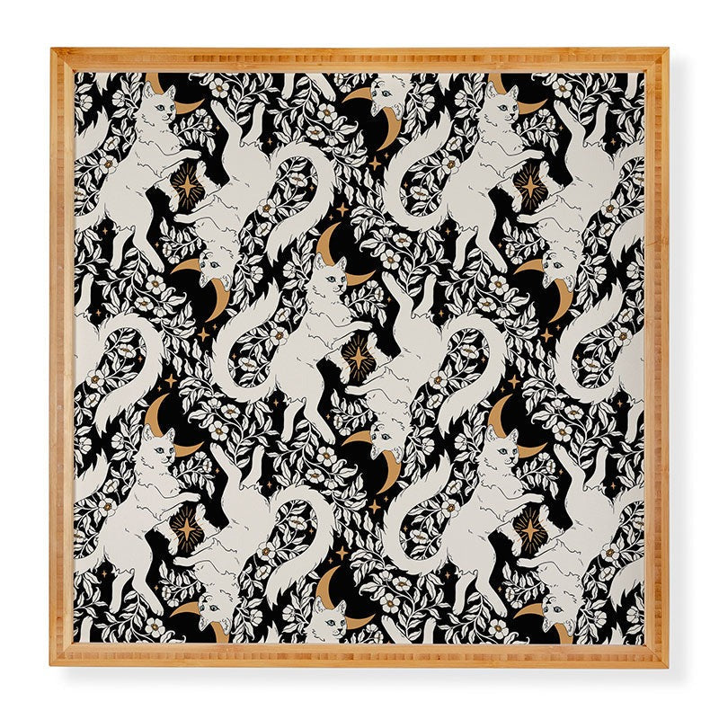Avenie Celestial Cats Gold Framed Wall Art