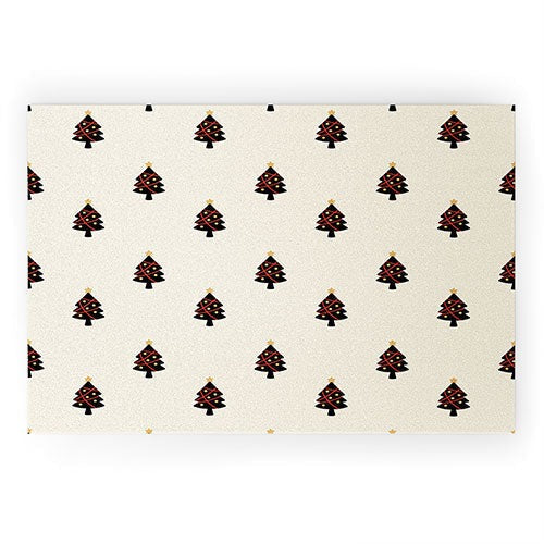 Design by Spark Black And Gold Christmas Tree Welcome Mat