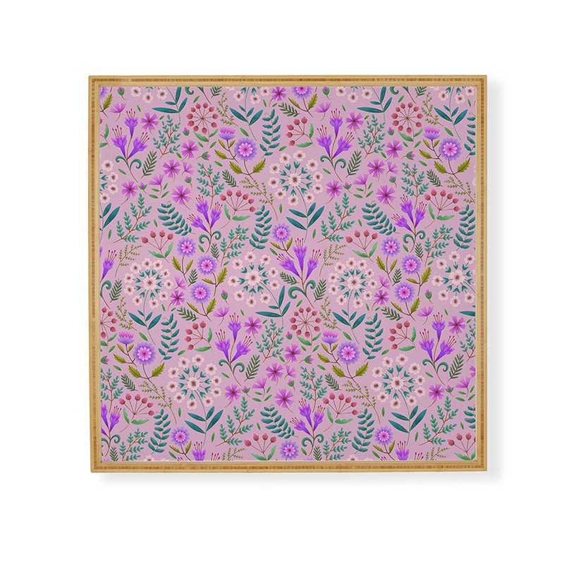 Pimlada Phuapradit Ditsy Purple Floral Half Drop Framed Wall Art