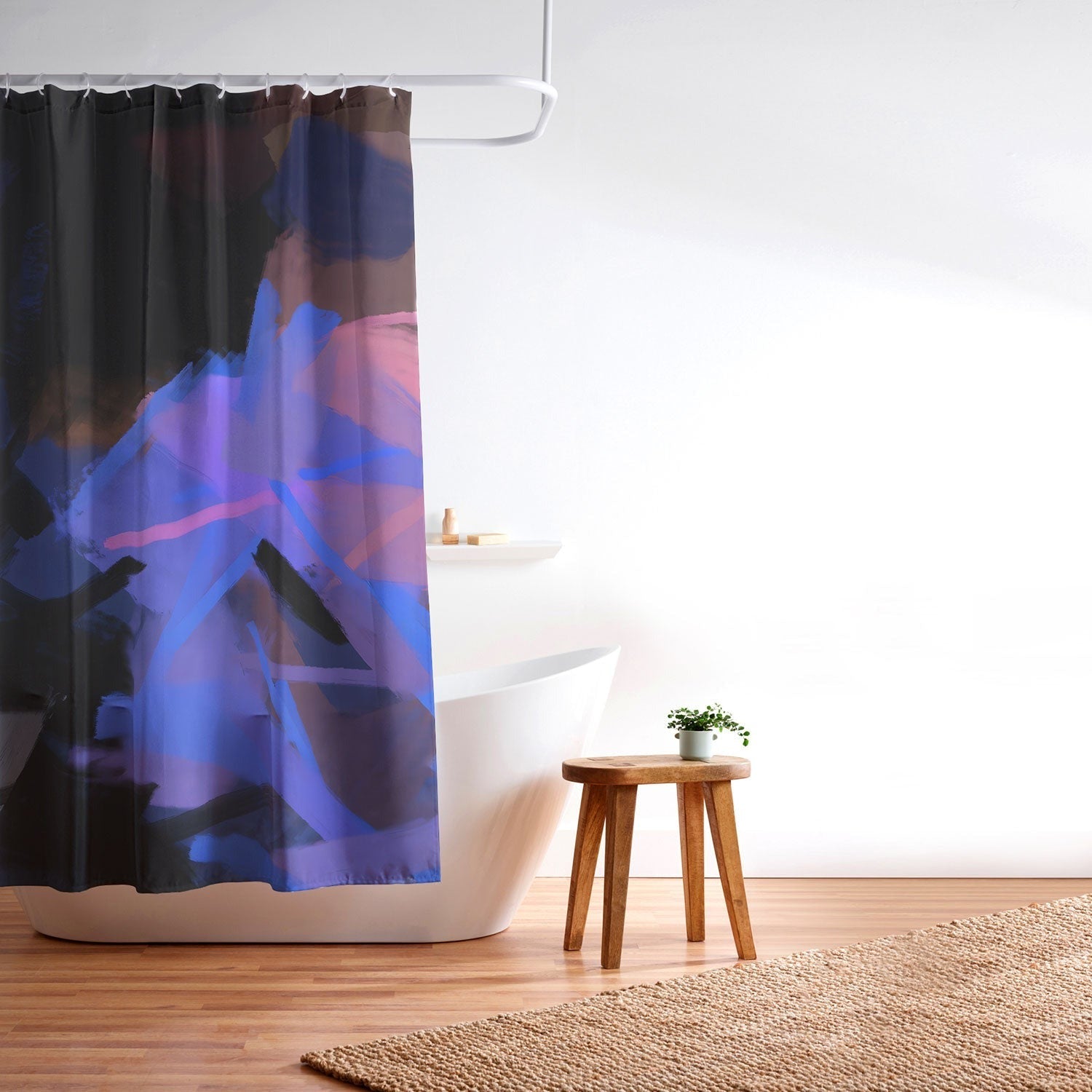 83 Oranges Midnight Sparks Shower Curtain