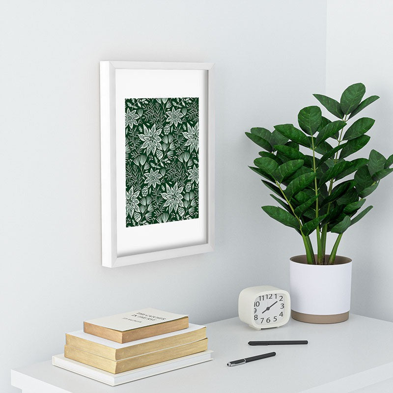 Pimlada Phuapradit Christmas Poinsettia Recessed Framing Rectangle